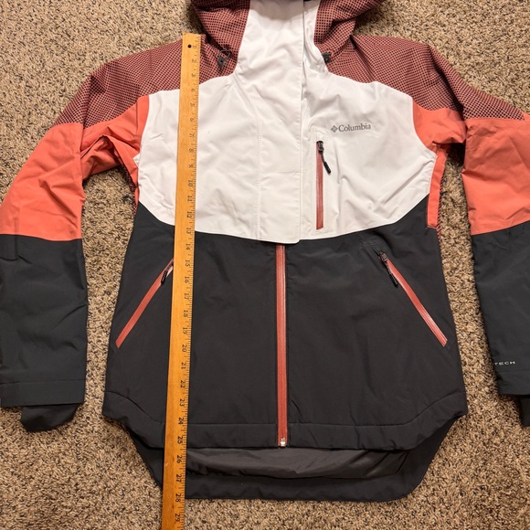 Columbia Snow Slab Omni-Heat Blackdot White Shark Dark Coral Small Ski Jacket - Picture 9 of 13